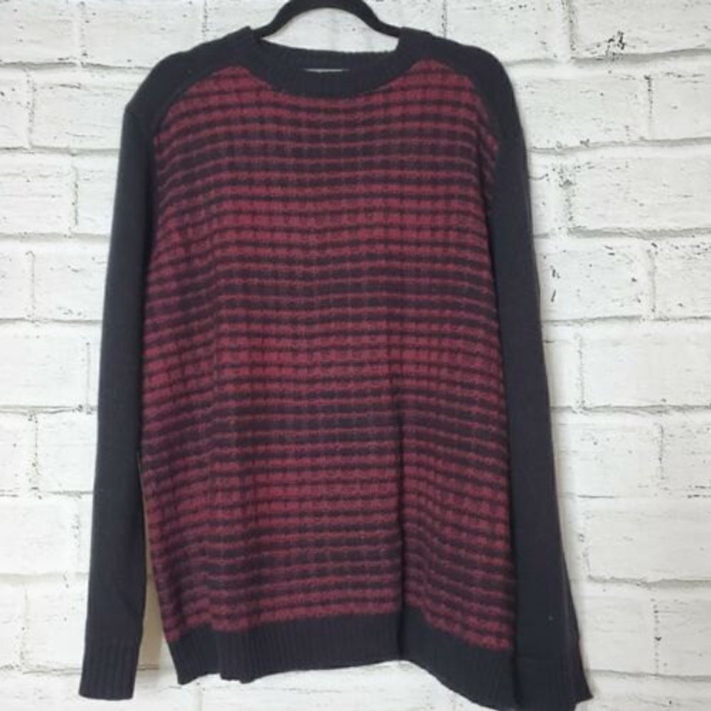 Woolrich Cotton Nylon Wool Blend Sweater Vintage Ruby Plaid Long Sleeve Mens L